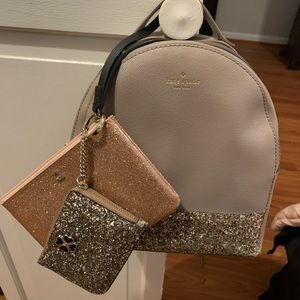 Kate Spade 3 piece set backpack, wristlet and zippered purse
